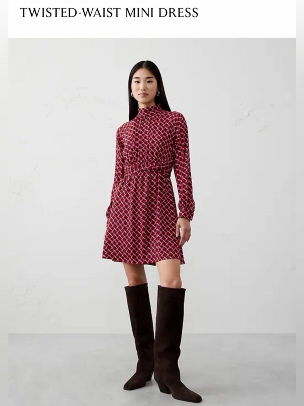 Banana Republic Factory Burgundy Geo-Print Mini Dress